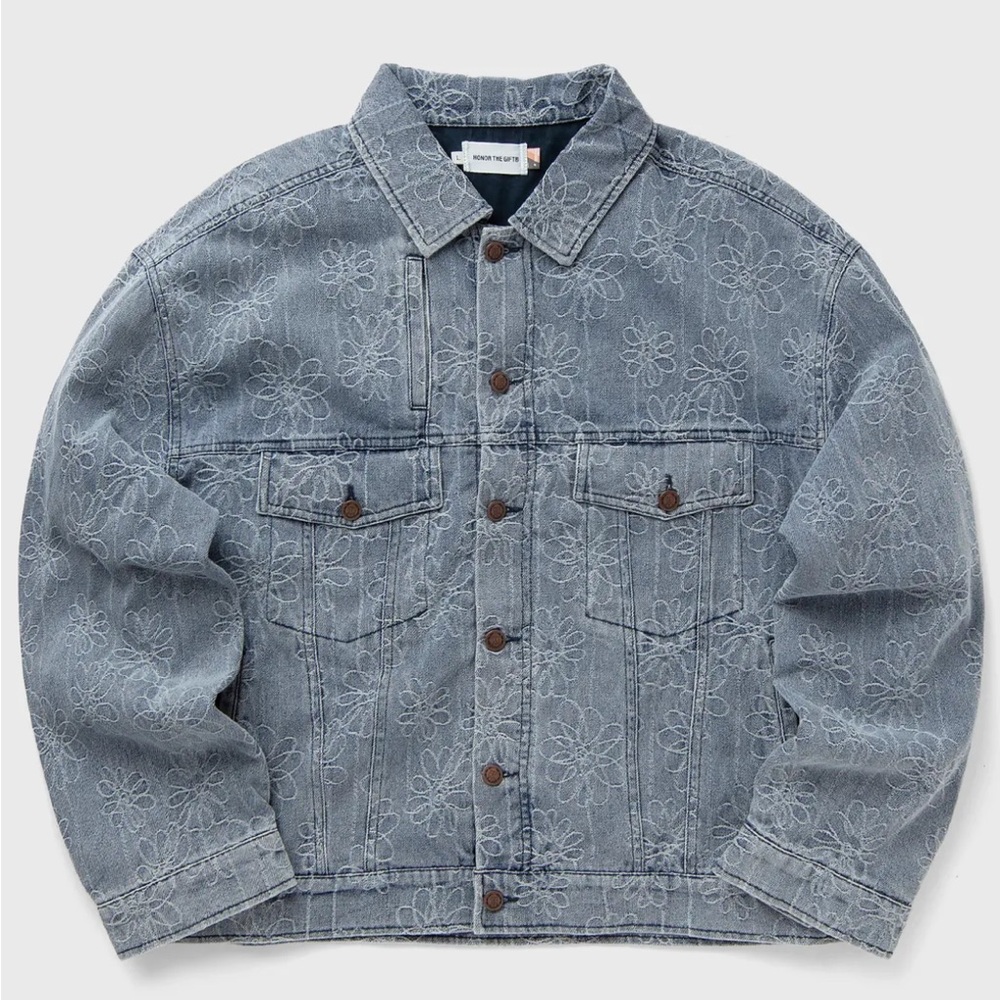 Honor The Gift Floral Jacquard Denim Jacket Size M